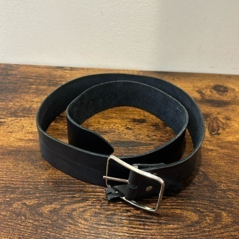 Black leather belt men size 36